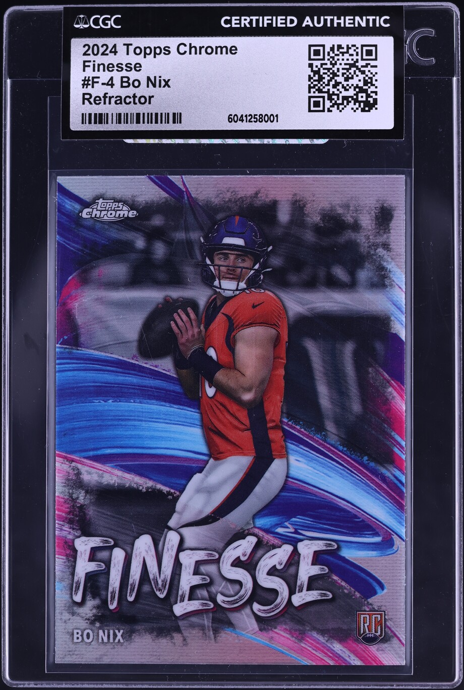 2024 Topps Chrome Finesse Refractor Bo Nix ROOKIE #F-4 CGC AUTH