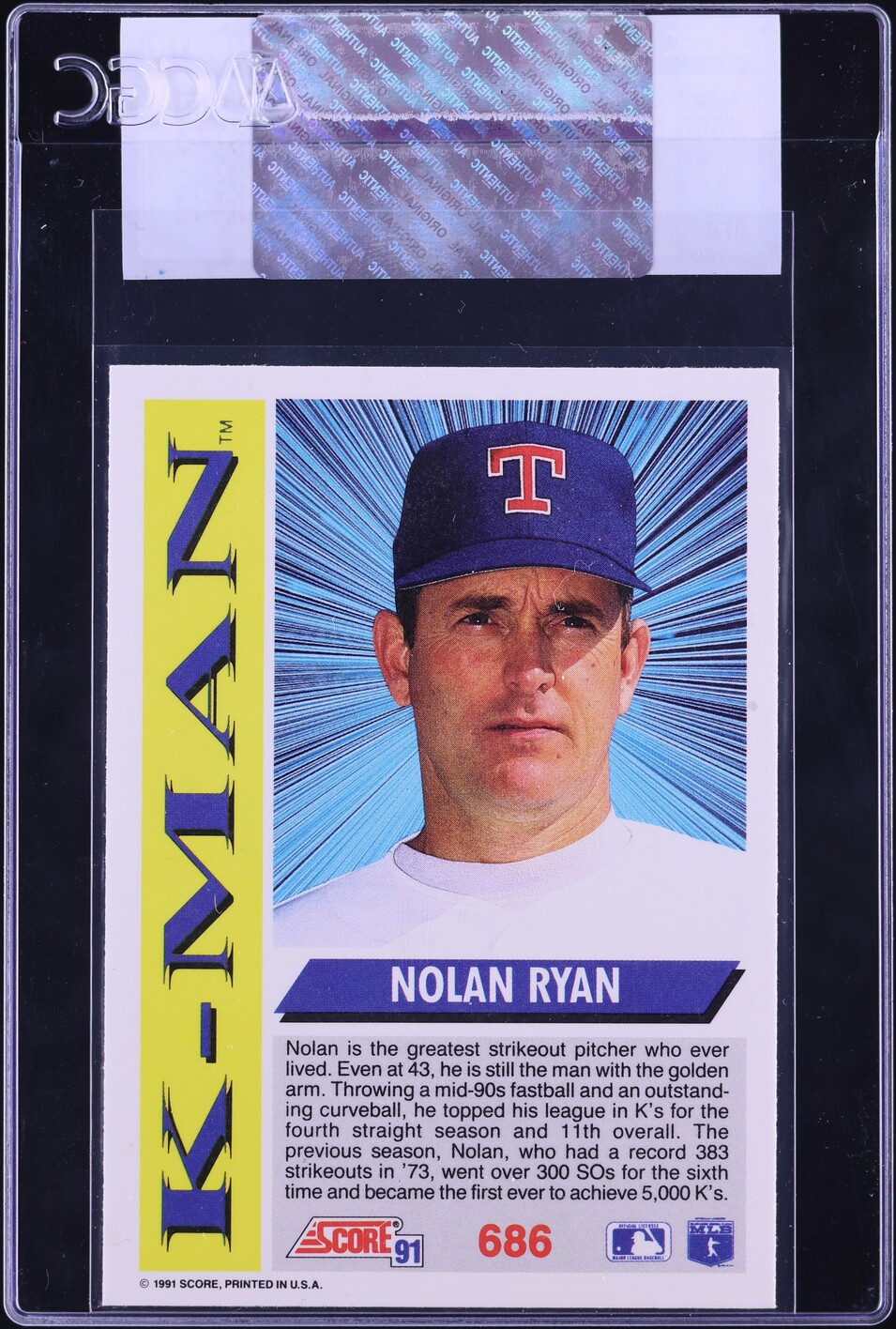1991 Score Nolan Ryan #686 CGC AUTH