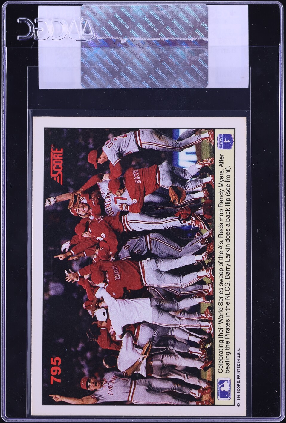 1991 Score Barry Larkin Chris Sabo Reds' October #795 CGC AUTH
