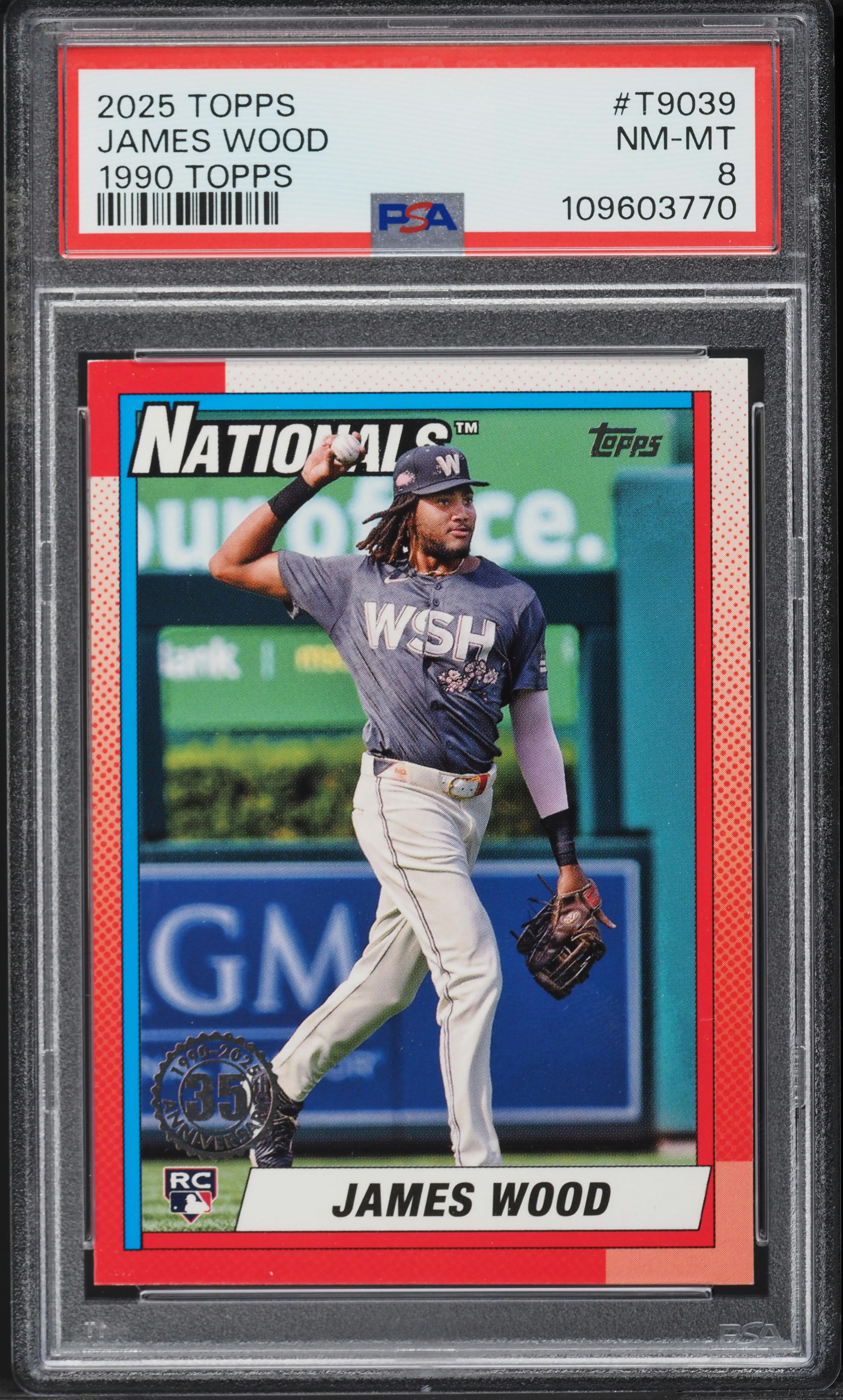 ドームナンシー 三角形のアッシュトレイ 【1900年前後】木の葉型 2025 Topps 1990 Topps Baseball James Wood ROOKIE #T9039 PSA 8 NM