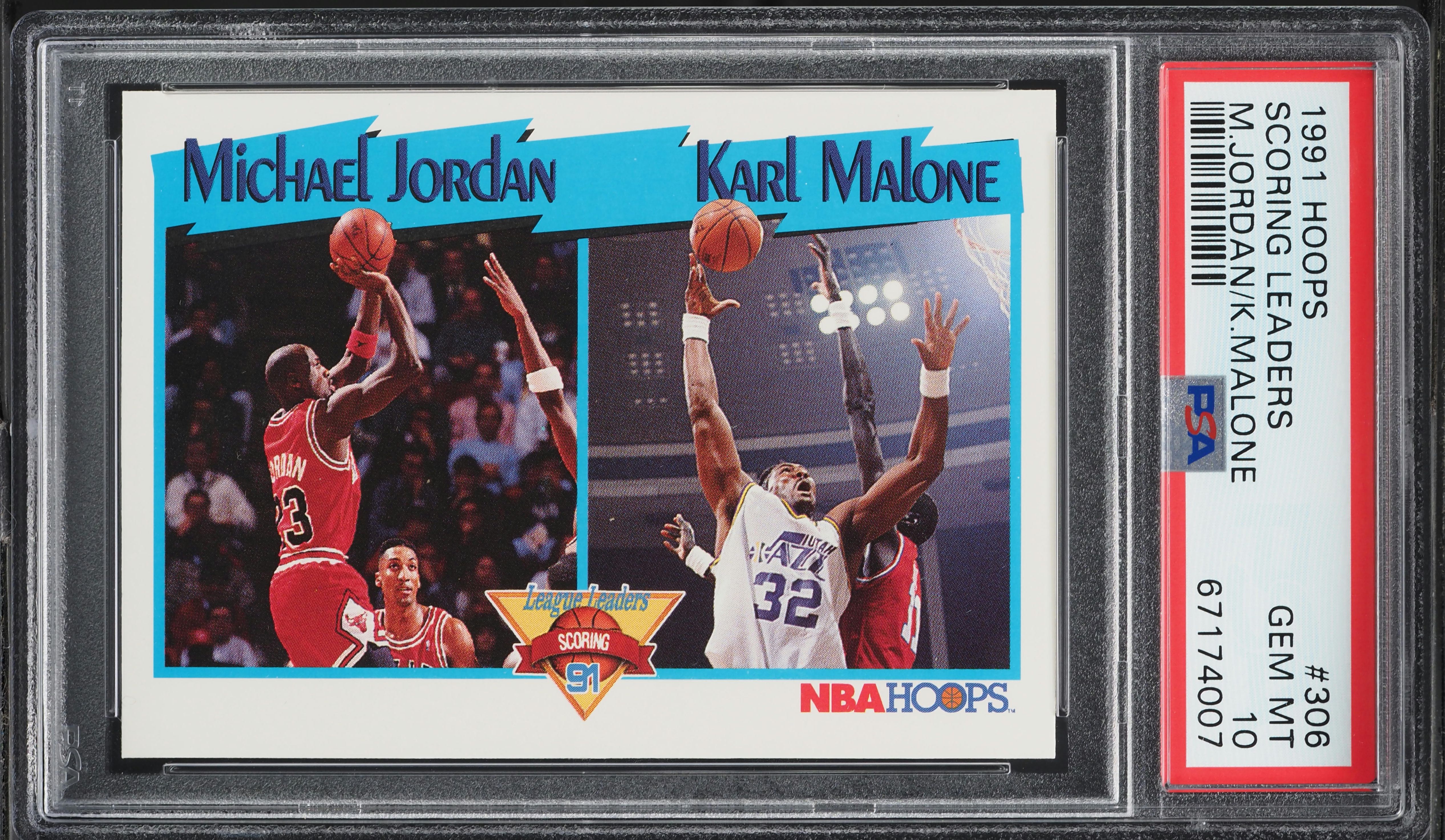 1991 Hoops Michael Jordan & Karl Malone SCORING LDRS #306 PSA 10