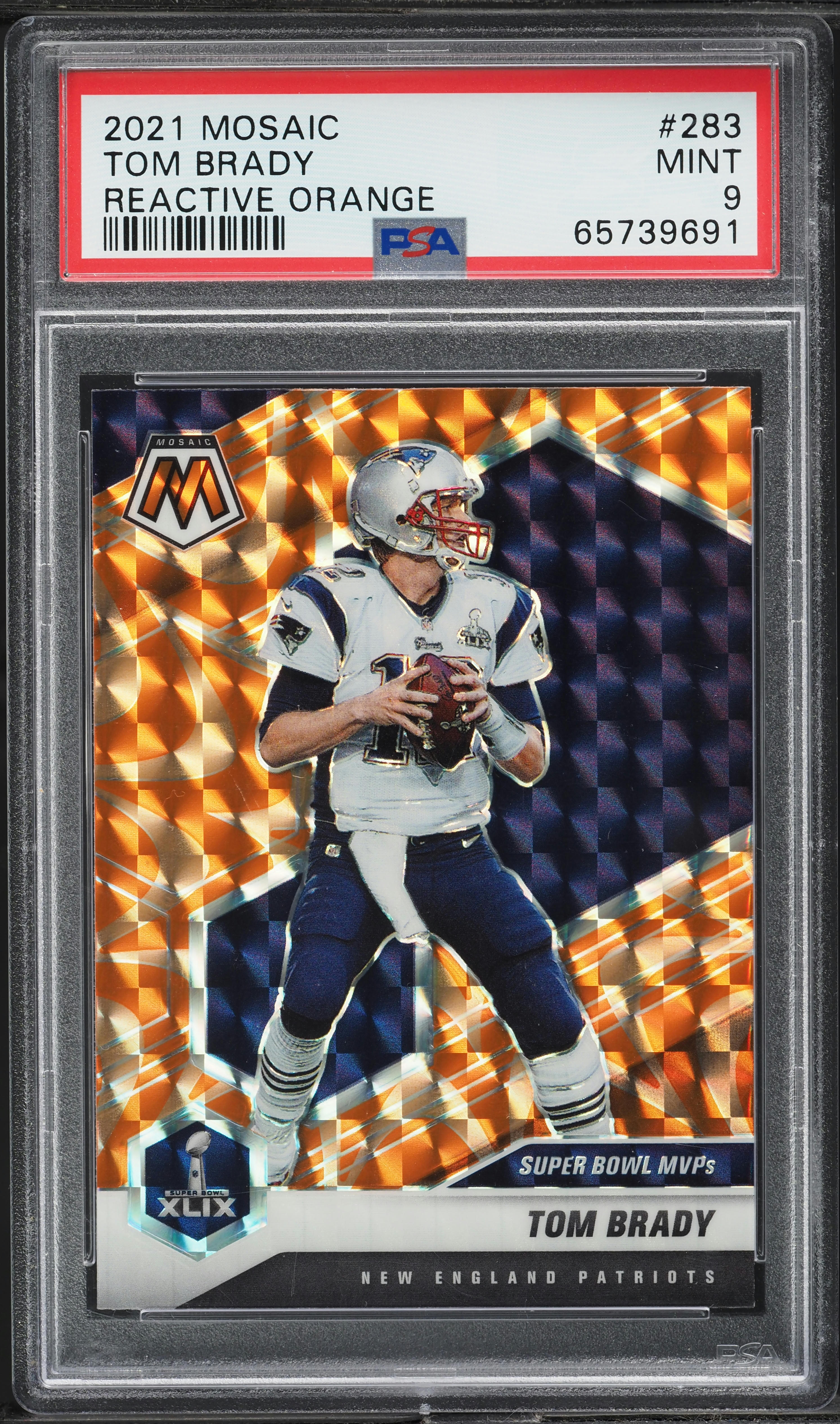2021 Panini Mosaic Reactive Orange Tom Brady #283 PSA 9 MINT on