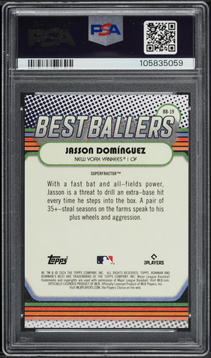2024 Bowman's Best Ballers Superfractor Jasson Dominguez ROOKIE 1/1 #BB19 PSA 10