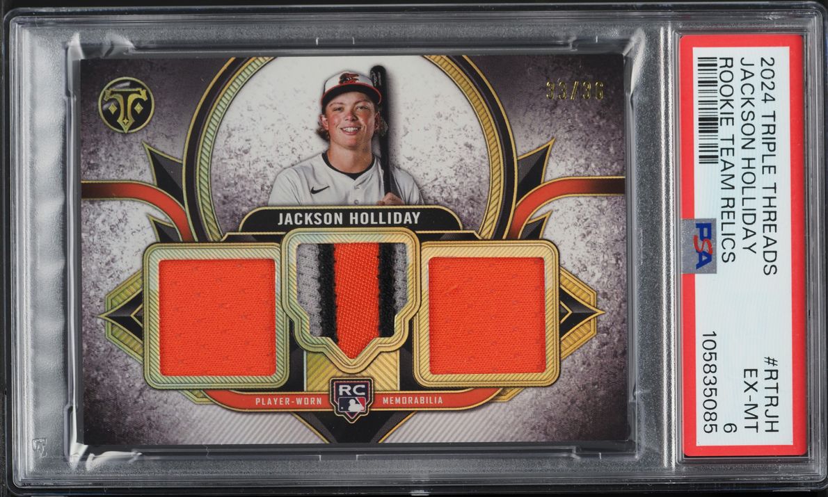 2024 Topps Triple Threads Jackson Holliday ROOKIE PATCH /36 #RTRJH PSA 6 EXMT