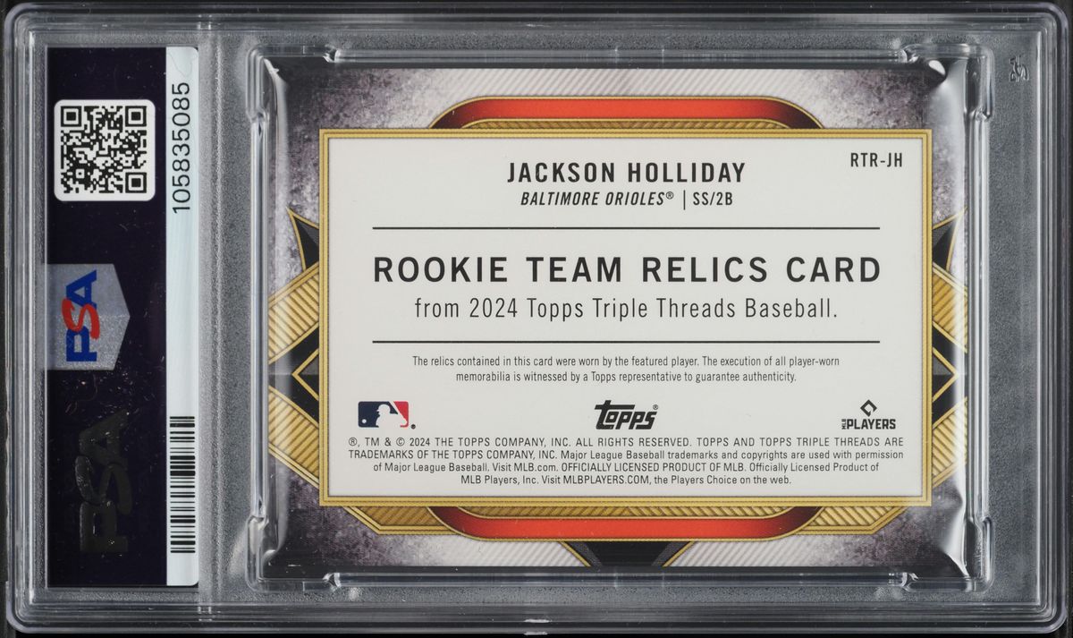 2024 Topps Triple Threads Jackson Holliday ROOKIE PATCH /36 #RTRJH PSA 6 EXMT