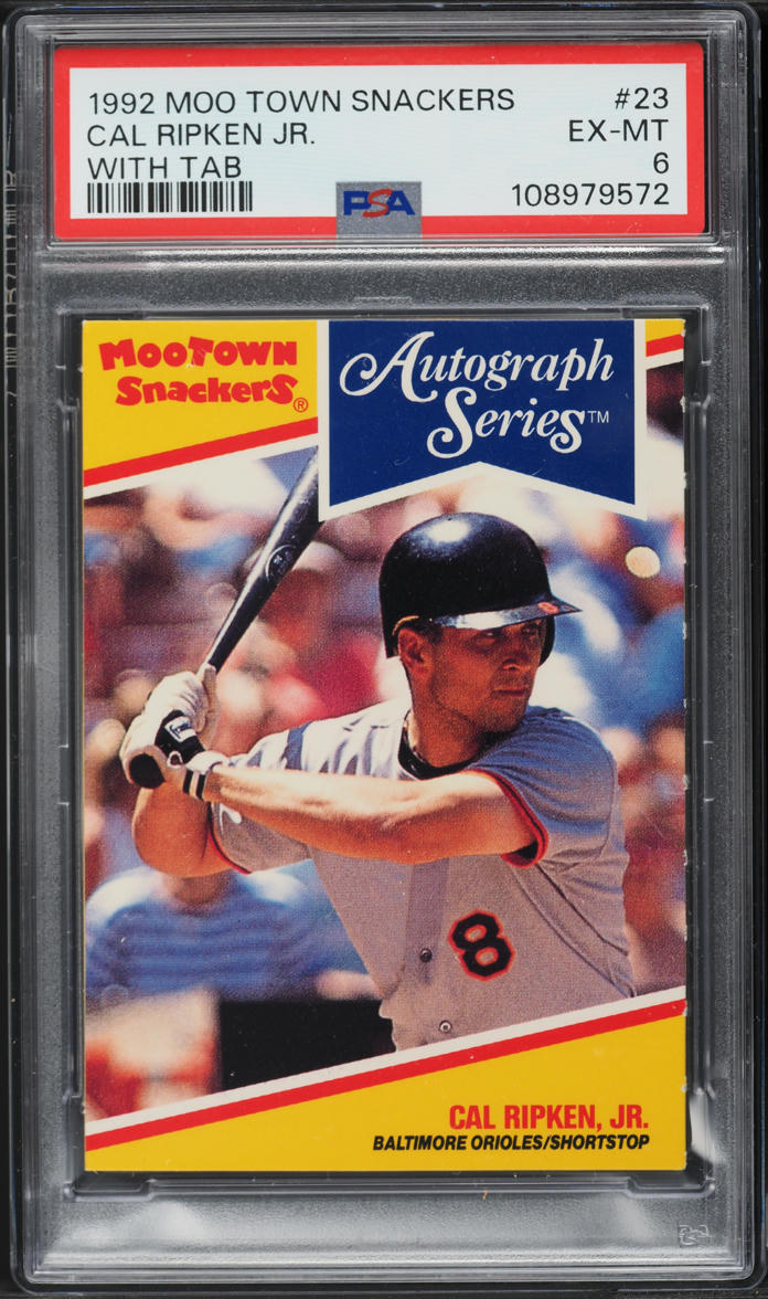 1992 Moo Town Snackers Cal Ripken Jr. WITH TAB #23 PSA 6 EXMT on ...