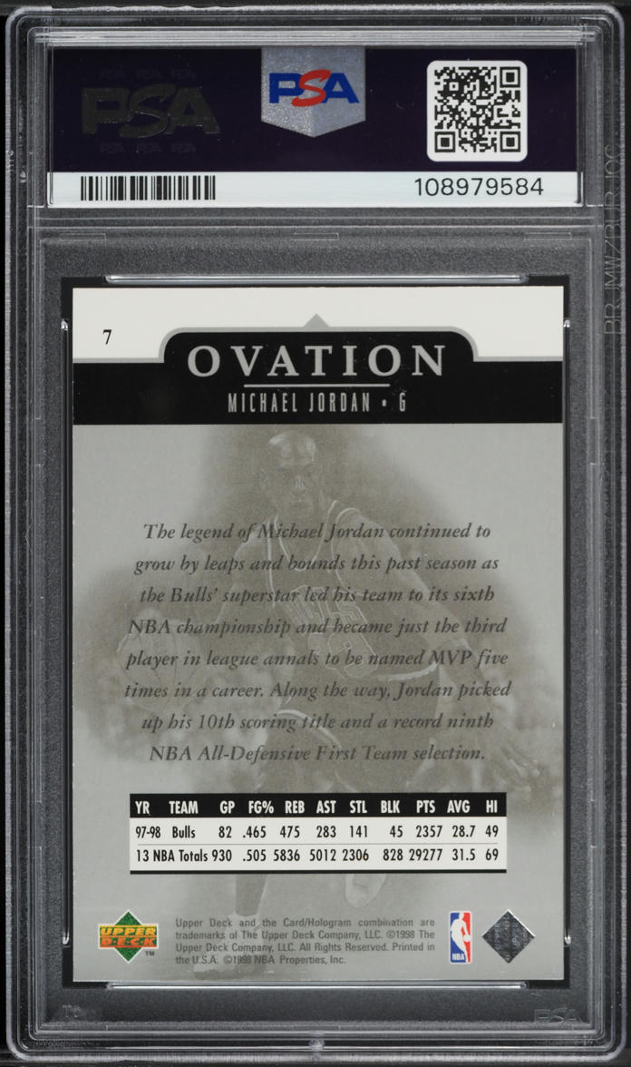 1998 Upper Deck Ovation Michael Jordan #7 PSA 7 NRMT
