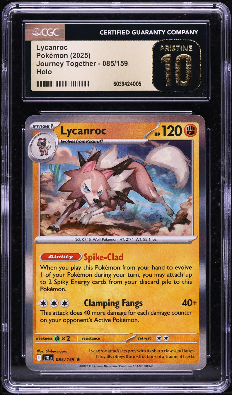 2025 Pokemon Journey Together Holo Lycanroc #085 CGC 10 PRISTINE