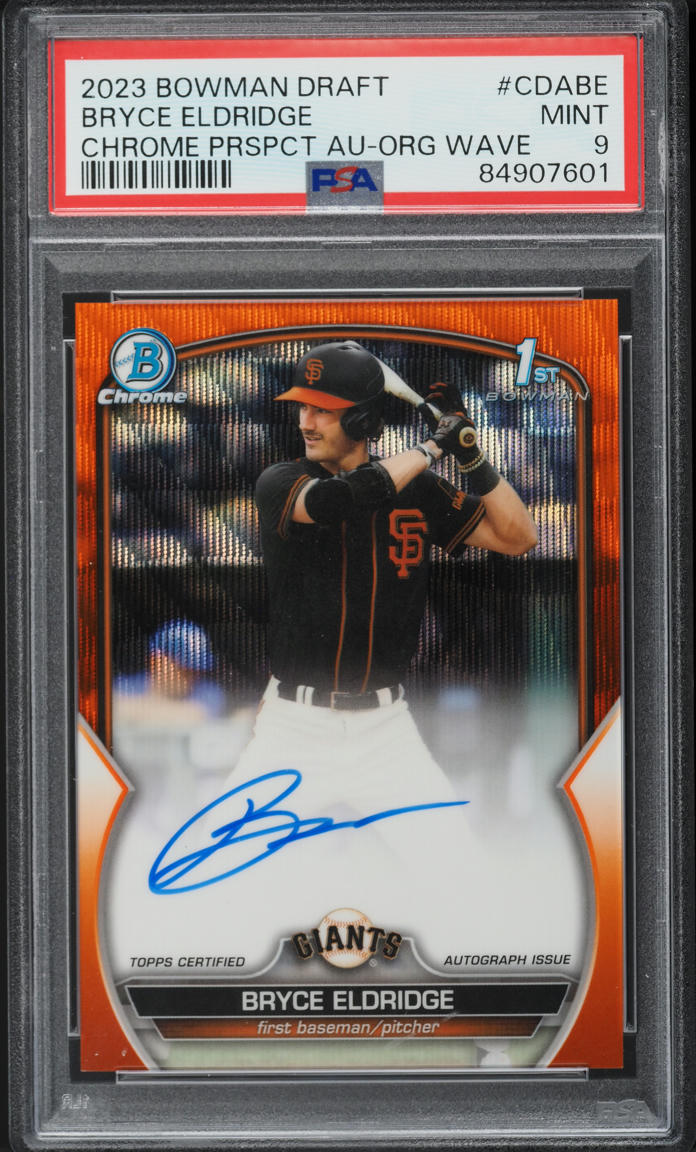 2023 Bowman Chrome Orange Wave Bryce Eldridge PROSPECT AUTO /25 #CDABE PSA 9