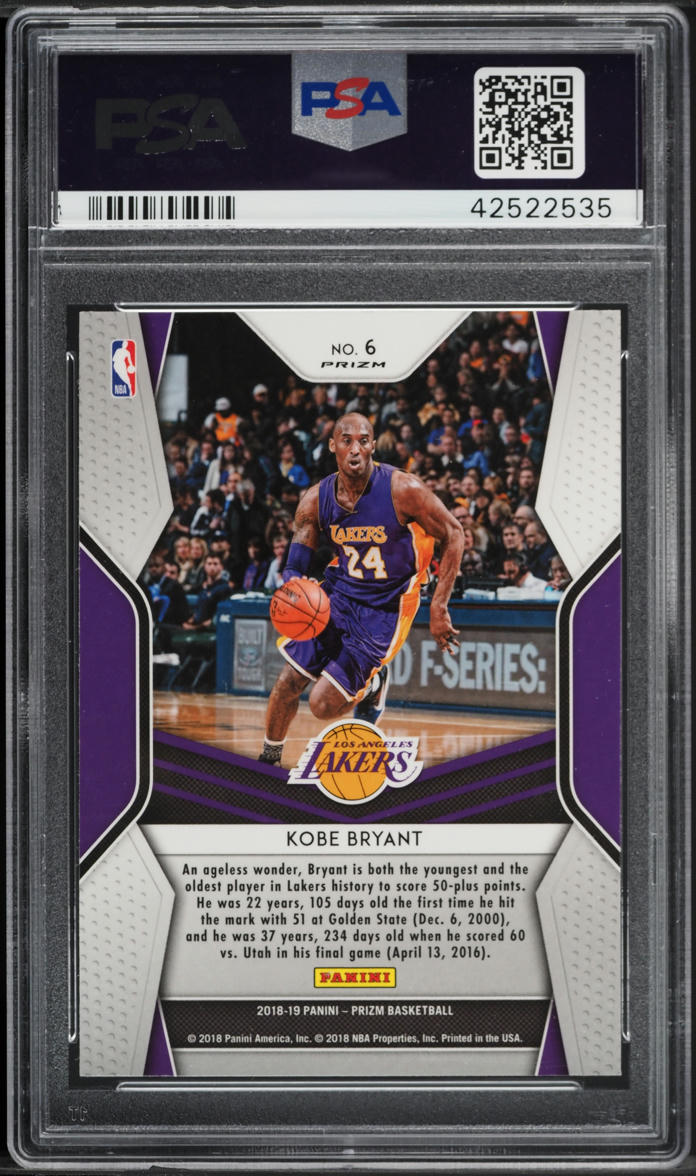 2018 Panini Prizm Dominance Silver Kobe Bryant #6 PSA 10 GEM MINT
