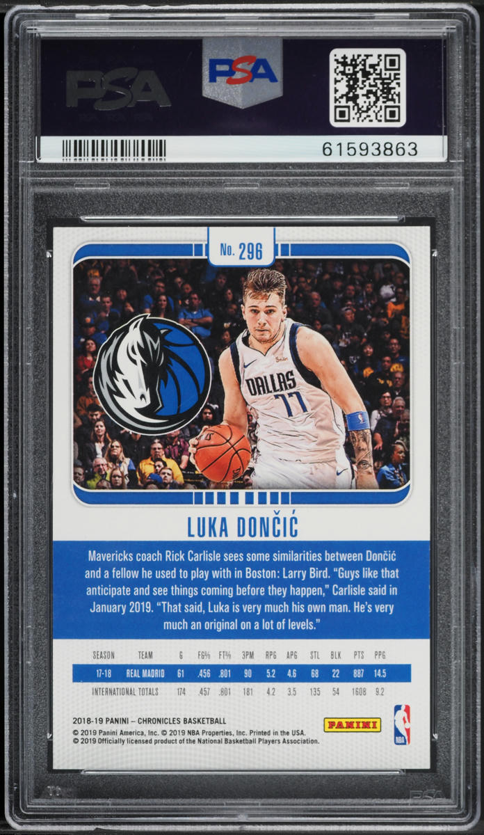 2018 Panini Chronicles Studio Luka Doncic ROOKIE #296 PSA 10 GEM