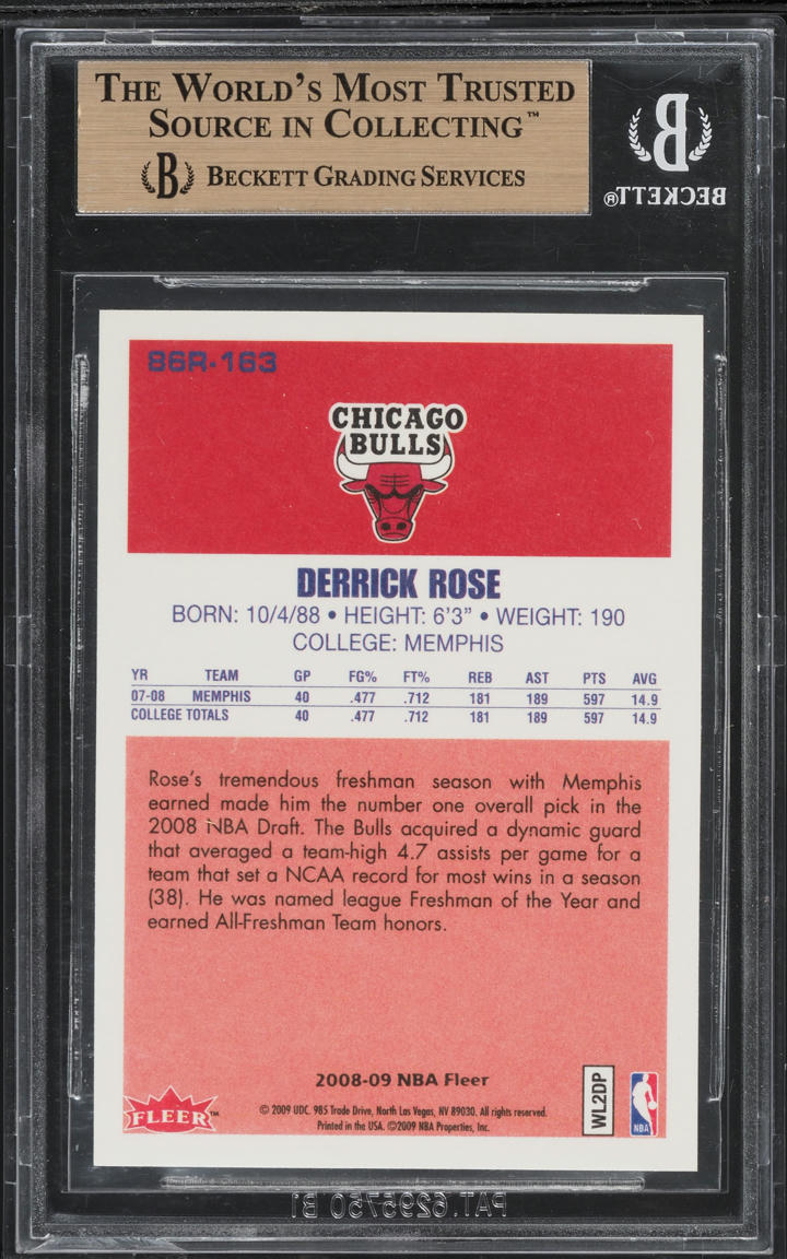 2008 Fleer '86 Rookies Derrick Rose ROOKIE #86R163 BGS 9.5 GEM MINT