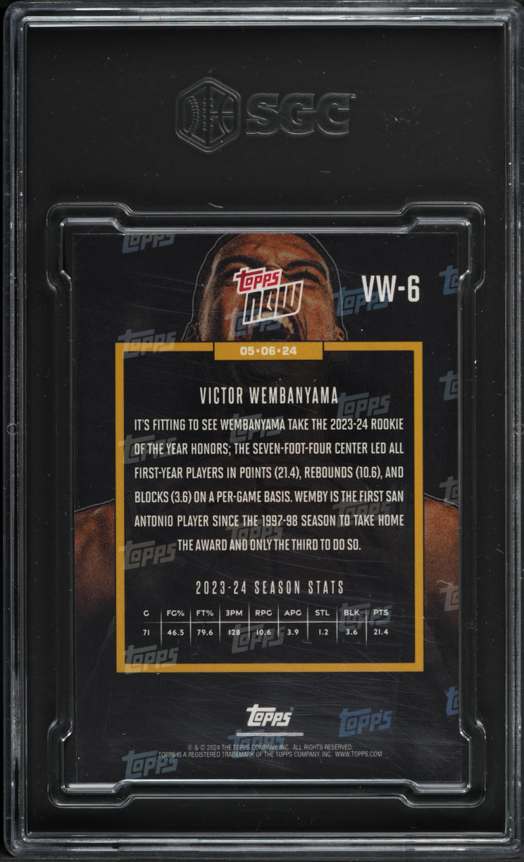 2023 Topps Now Victor Wembanyama ROOKIE #VW-6 SGC 10 GEM MINT