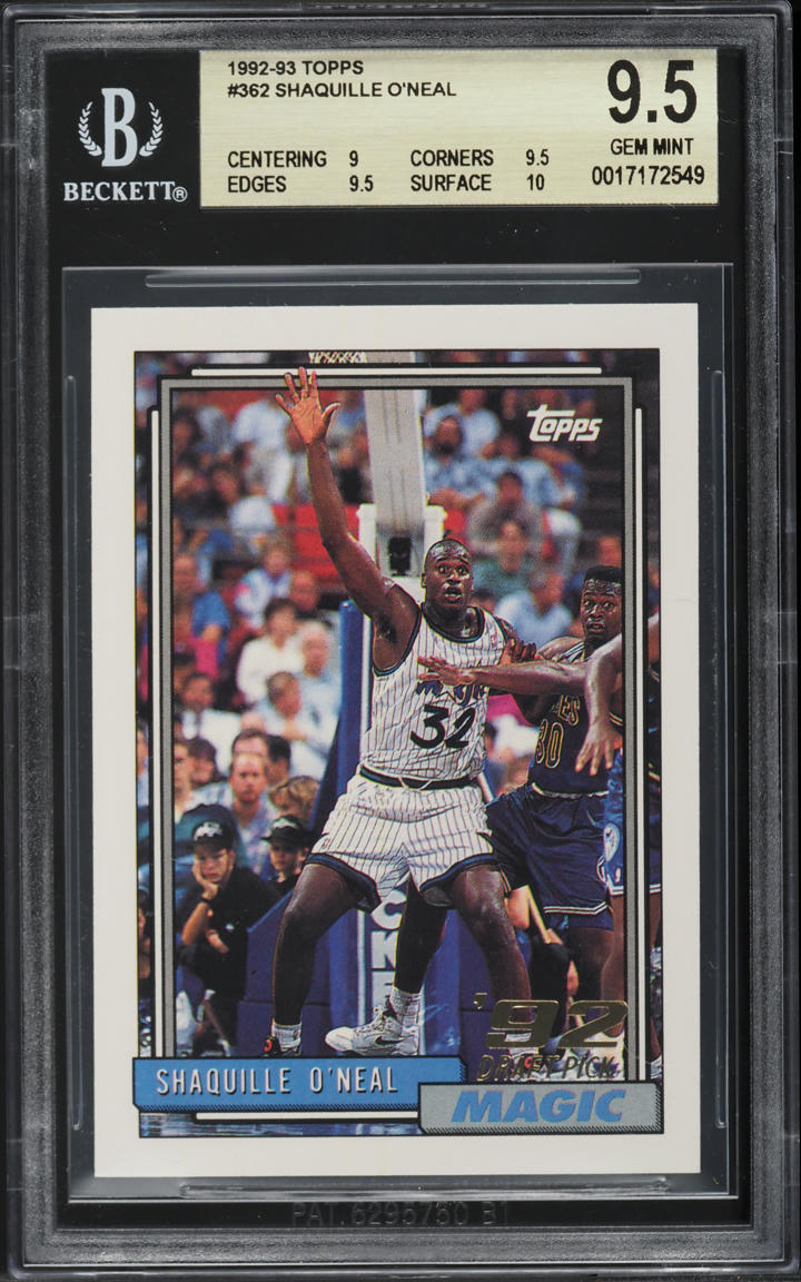 1992 Topps Basketball Shaquille O'Neal ROOKIE #362 BGS 9.5 GEM MINT