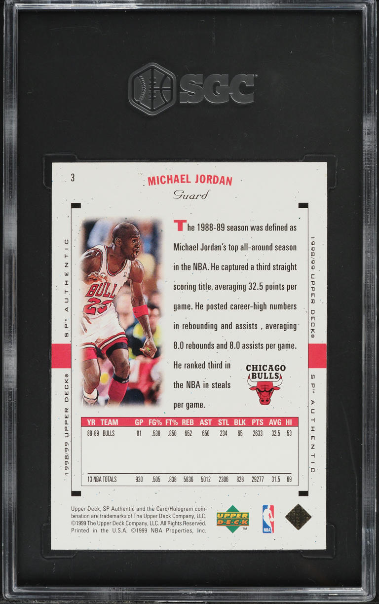 1998 SP Authentic Michael Jordan #3 SGC 8 NM-MT