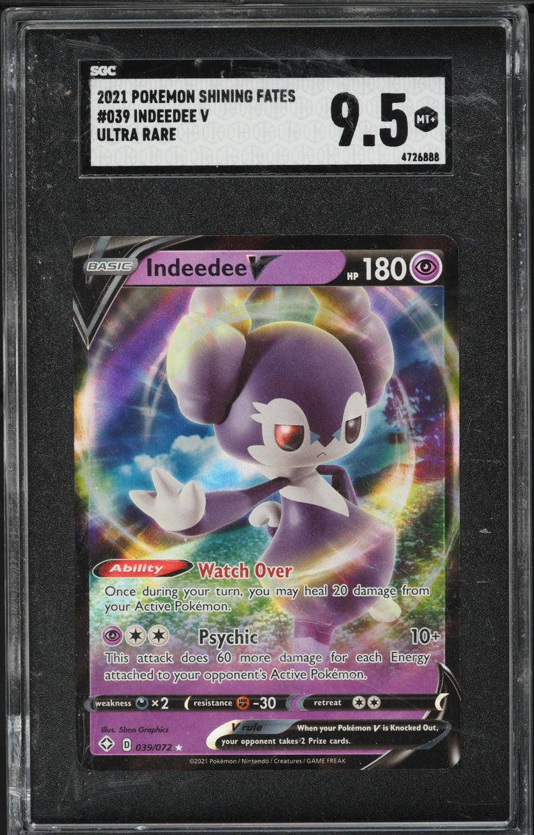2021 Pokemon Sword & Shield Shining Fates Indeedee V #39 SGC 9.5 MINT+ on  Fanatics Collect