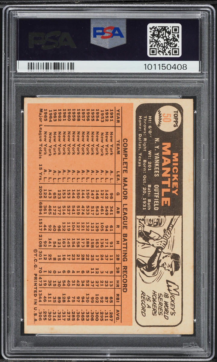 1966 Topps Mickey Mantle #50 PSA 4 VGEX