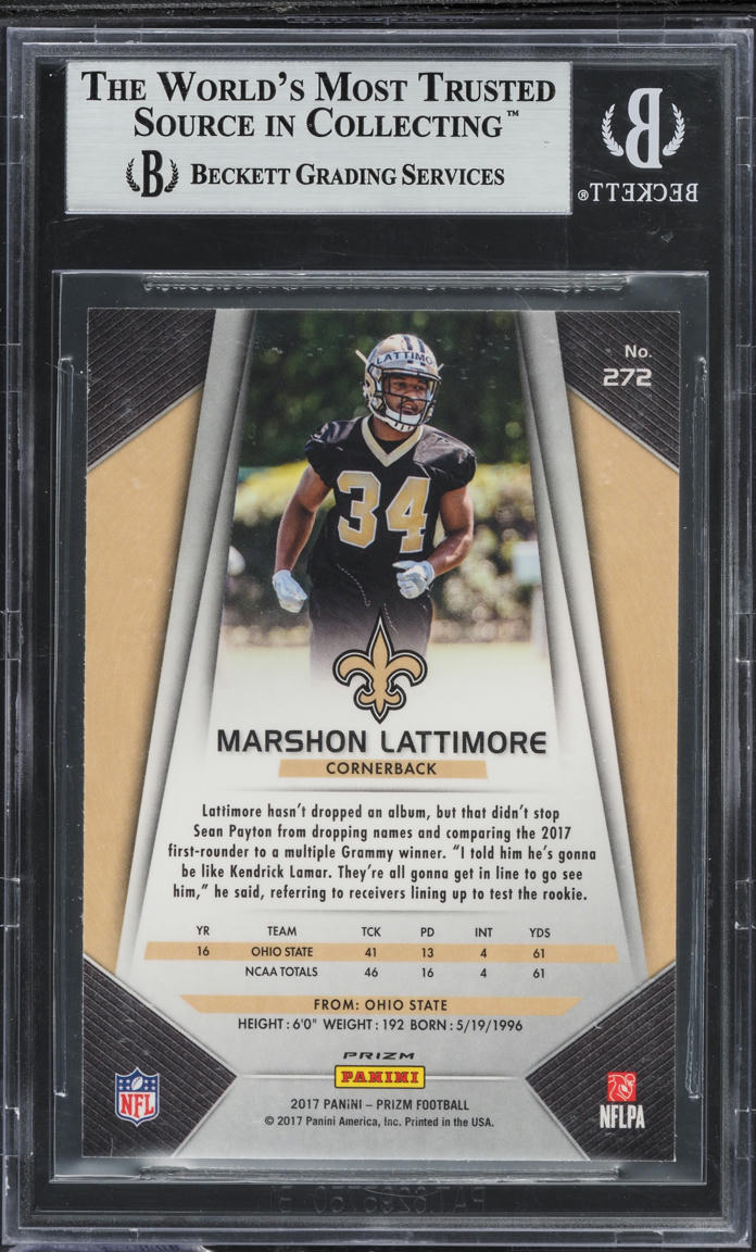 2017 Panini Prizm Marshon Lattimore ROOKIE #272 BGS 9 MINT