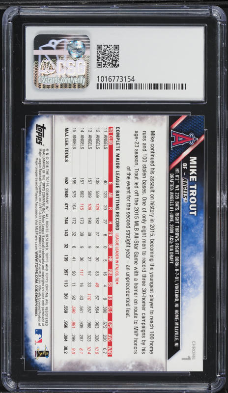 2016 Topps Chrome Mike Trout #1 CSG 9.5 GEM MINT on Fanatics Collect