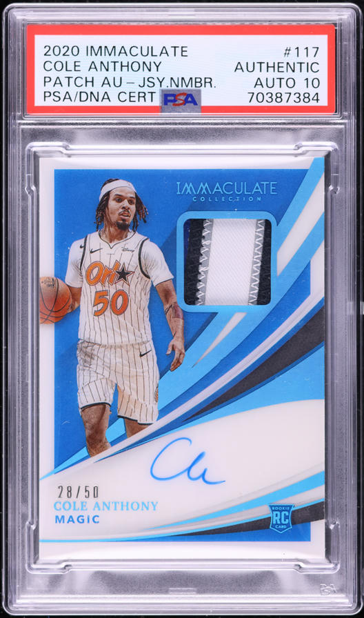 2020 Immaculate Collection Cole Anthony ROOKIE PATCH AUTO DNA 10