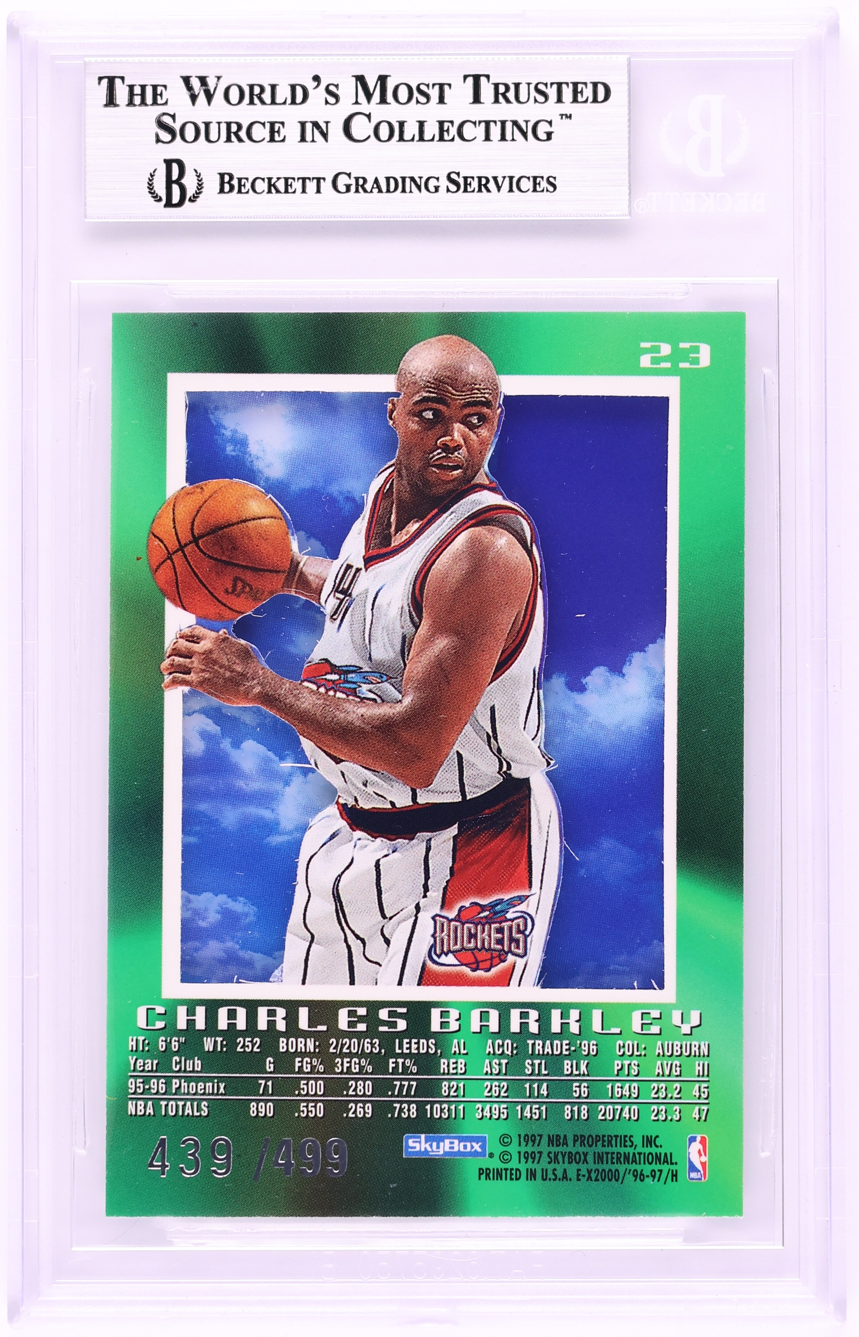 E-X2000 Skybox Credentials ⁄499 0 Charles Barkley #23 BGS 1 1996 