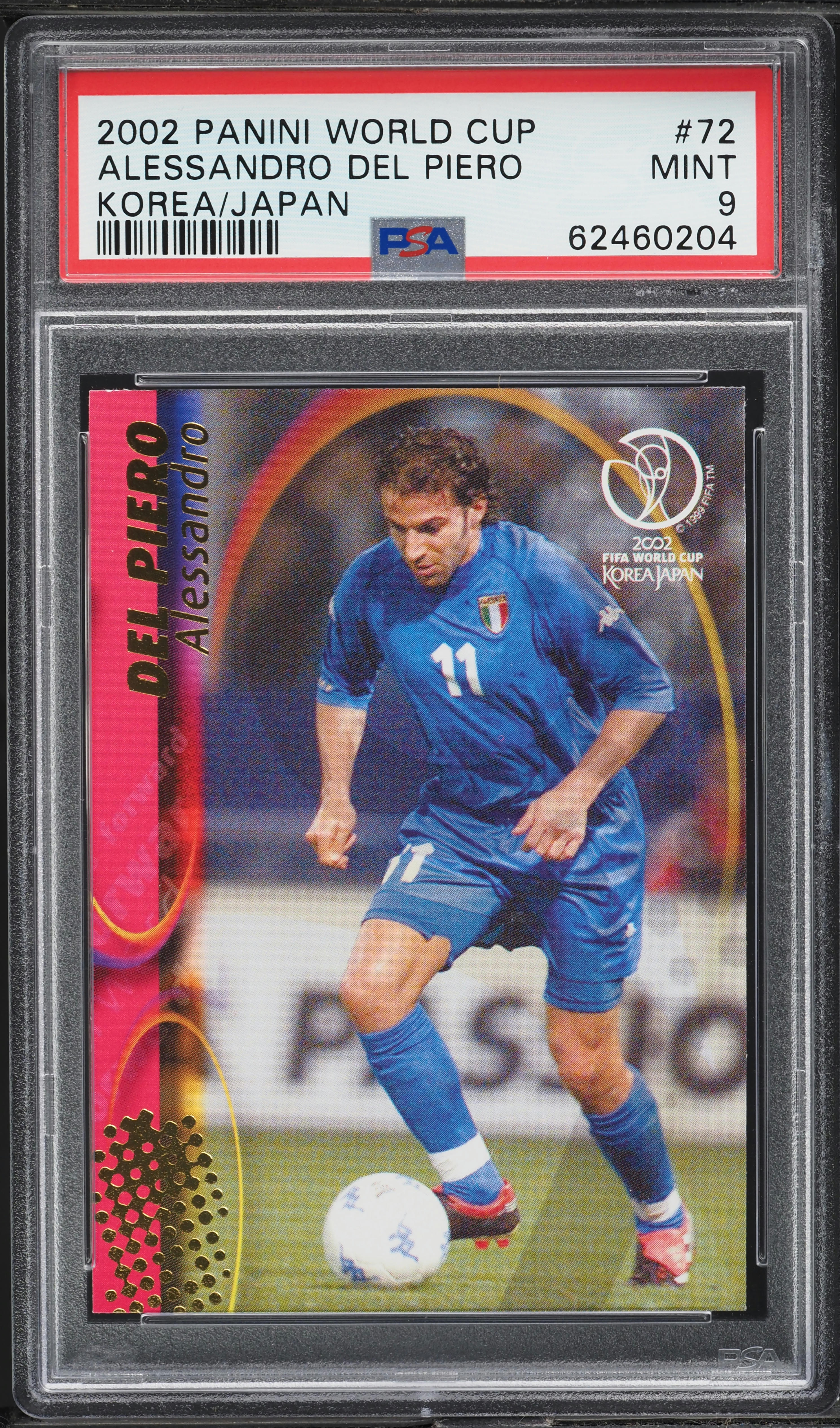 2002 Panini World Cup Korea Japan Alessandro Del Piero #72 PSA 9