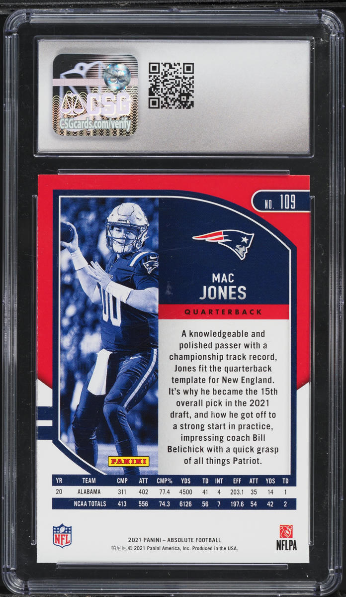 2021 Absolute Football Mac Jones ROOKIE #109 CSG 9.5 MINT+