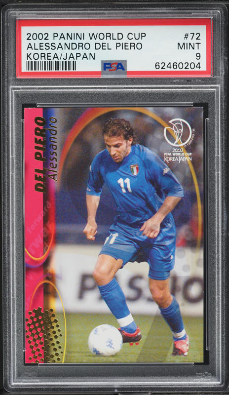 2002 Panini World Cup Korea Japan Alessandro Del Piero #72 PSA 8