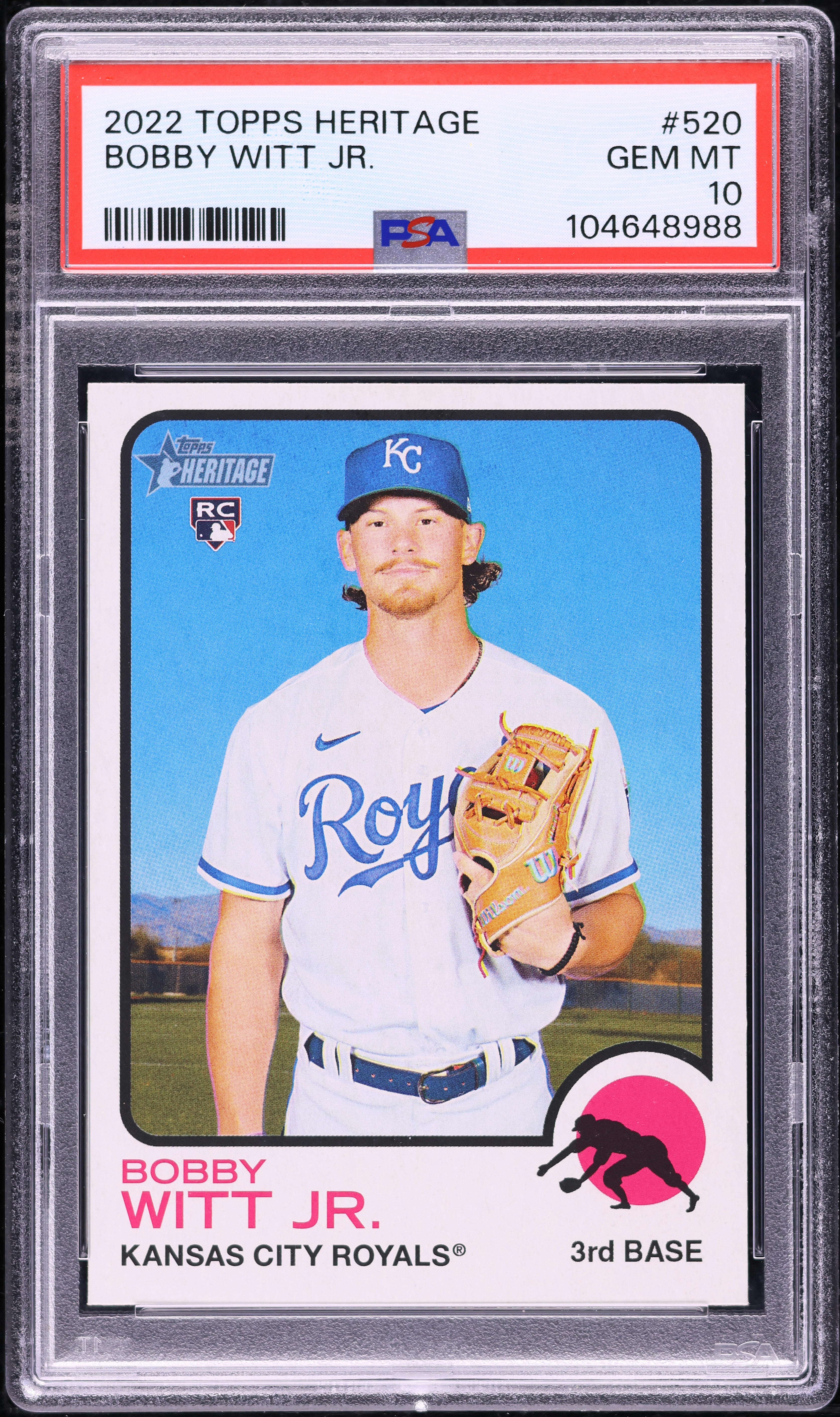 2022 Topps Heritage Bobby Witt Jr. ROOKIE #520 PSA 10 GEM MINT on