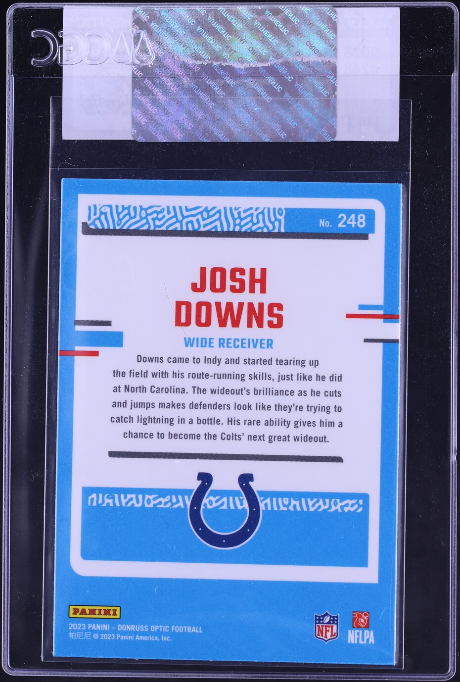 2023 Donruss Optic Josh Downs ROOKIE #248 CGC AUTH
