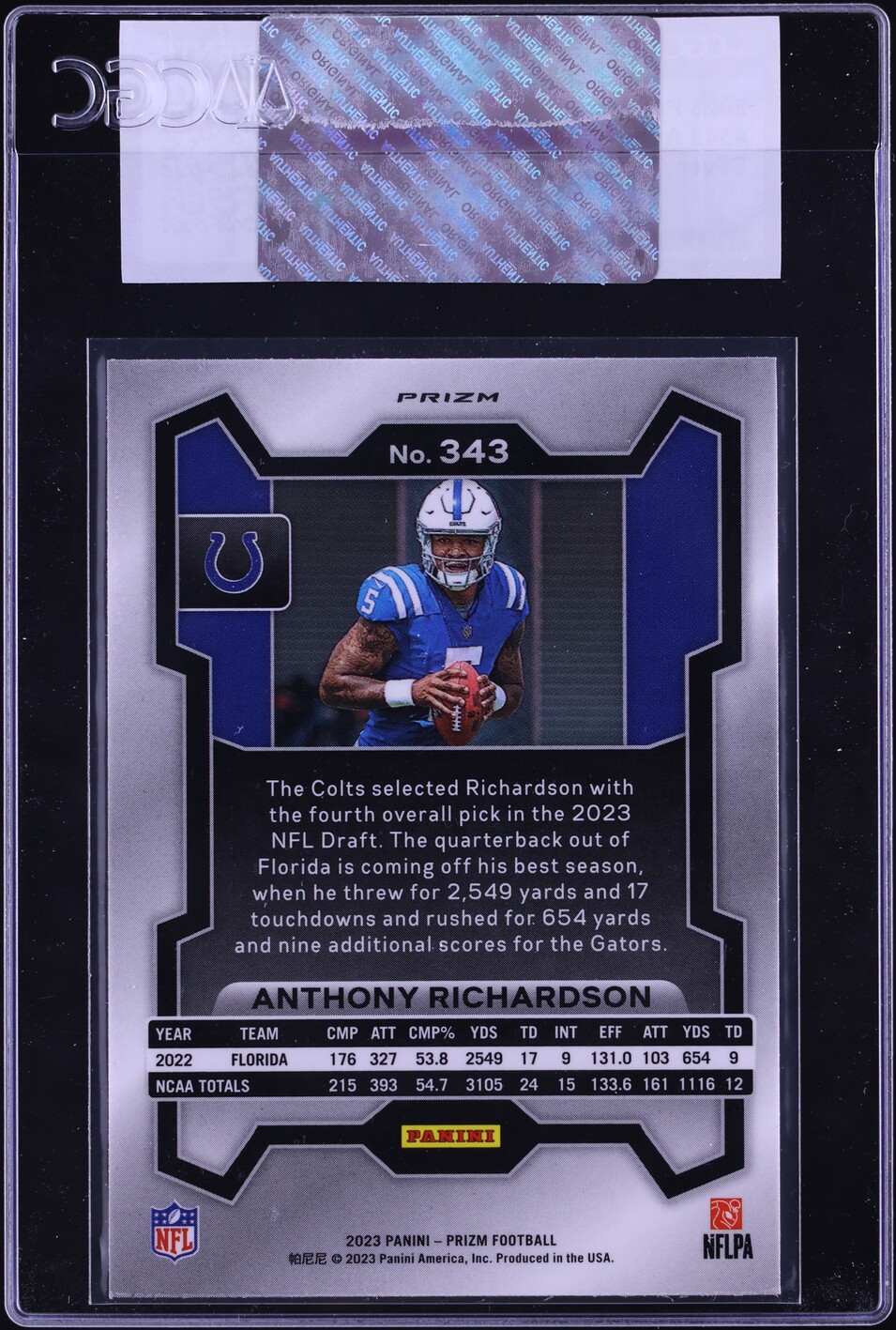 2023 Panini Prizm Silver Anthony Richardson ROOKIE #343 CGC AUTH