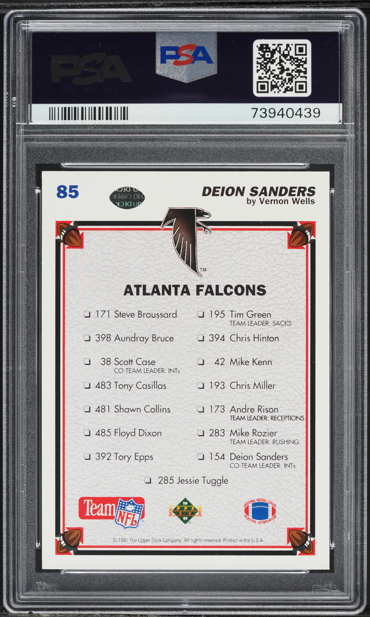 1991 Upper Deck Falcons Checklist Deion Sanders #85 PSA 9 MINT