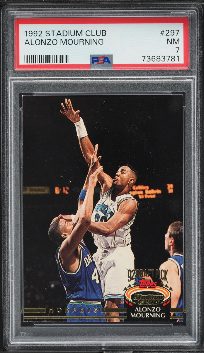 1992 Stadium Club Basketball Alonzo Mourning ROOKIE #297 PSA 7 NRMT
