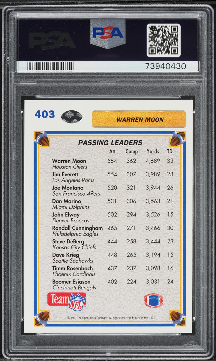 1991 Upper Deck Football Warren Moon #403 PSA 7 NRMT