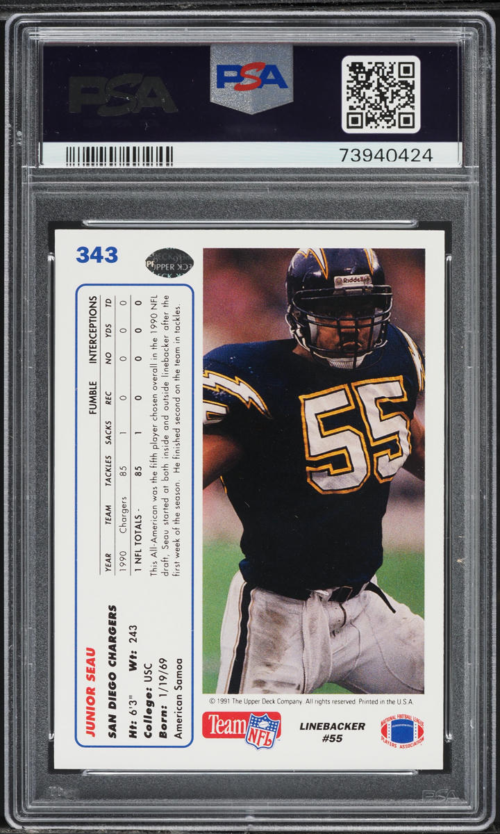 1991 Upper Deck Football Junior Seau #343 PSA 6 EXMT