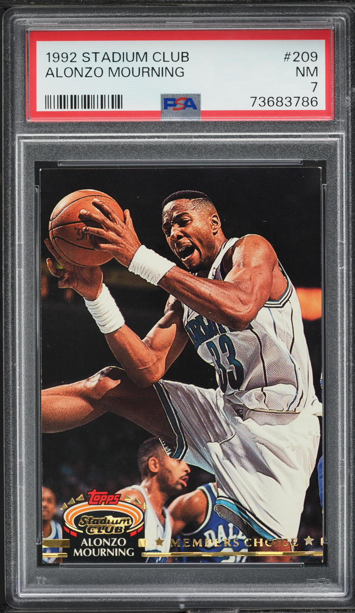 1992 Stadium Club Basketball Alonzo Mourning ROOKIE #209 PSA 7 NRMT