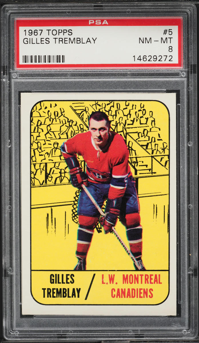 1967 Topps Hockey Gilles Tremblay #5 PSA 8 NM-MT