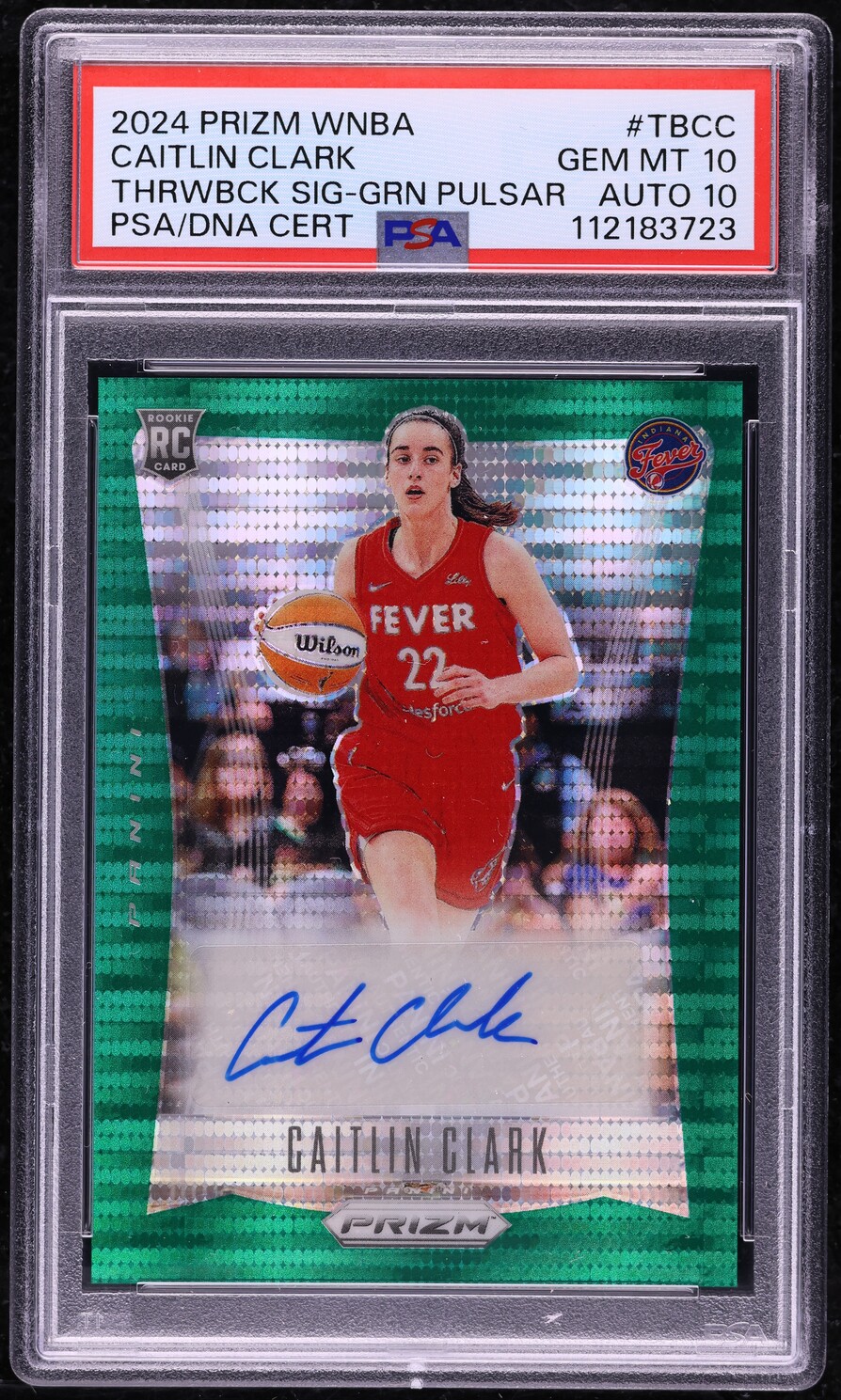 2024 Panini Prizm WNBA Throwback Green Caitlin Clark RC AUTO DNA 10 /25 PSA 10