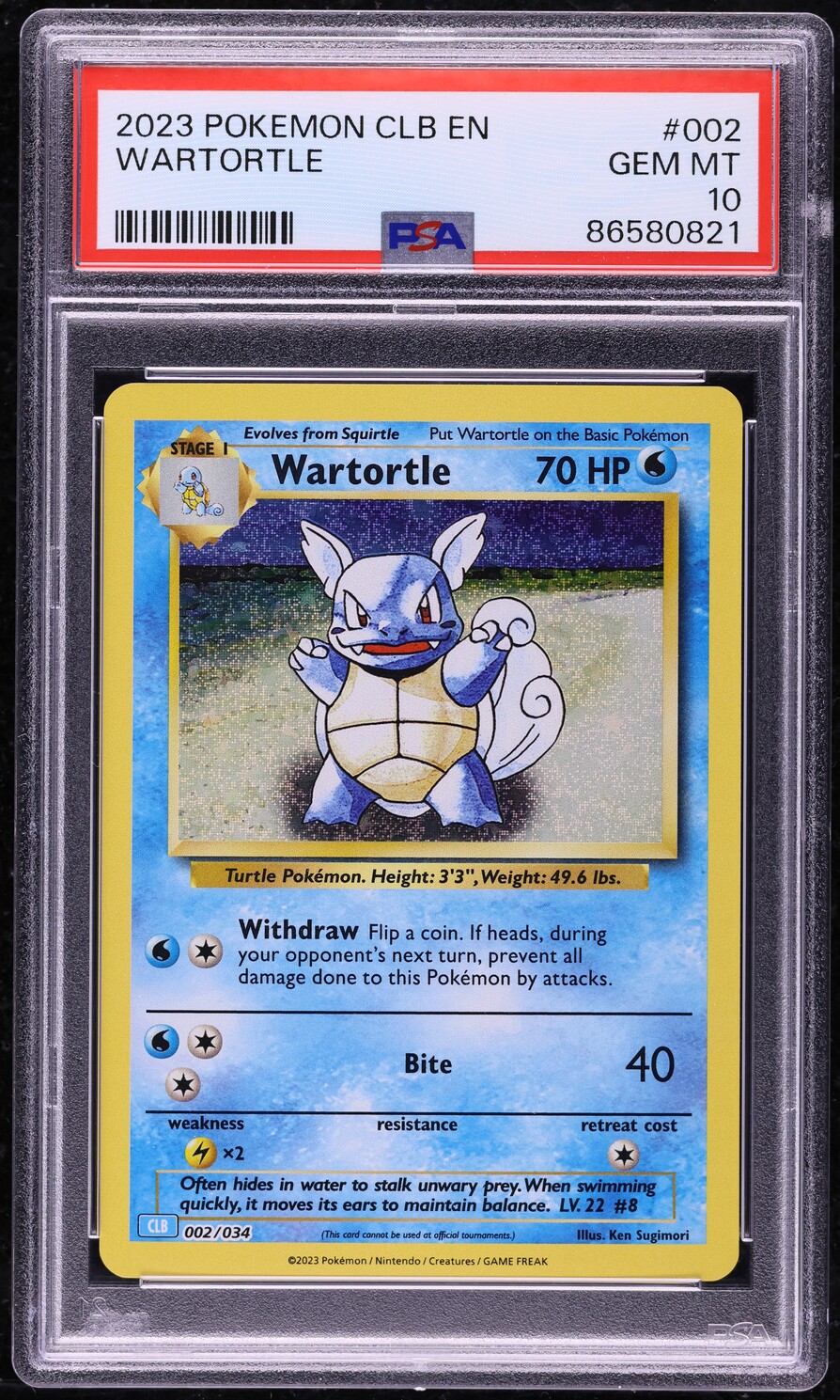2023 Pokemon TCG Classic Collection Holo Wartortle #2 PSA 10 GEM MINT
