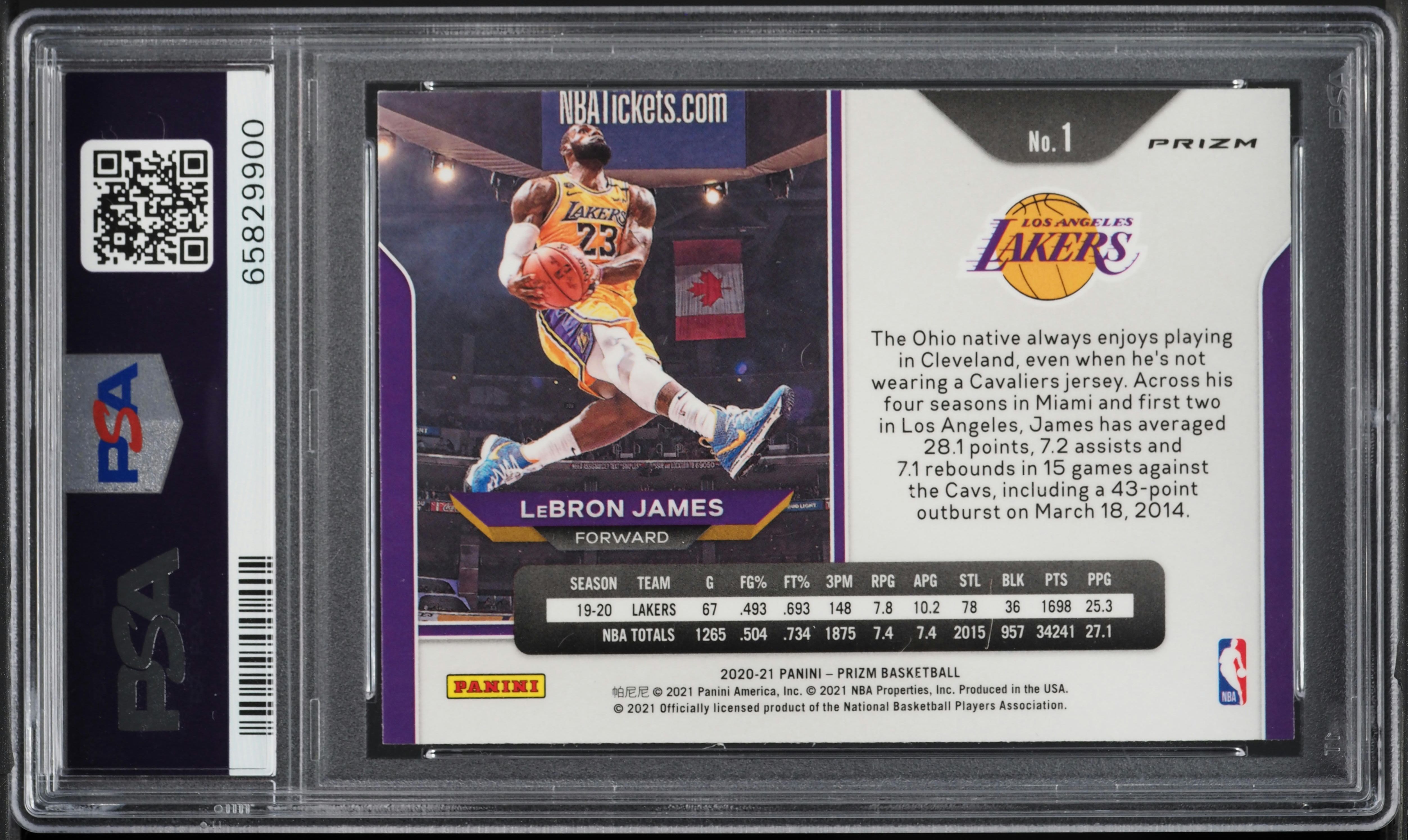 2020 Panini Prizm Green LeBron James #1 PSA 9 MINT on Fanatics Collect