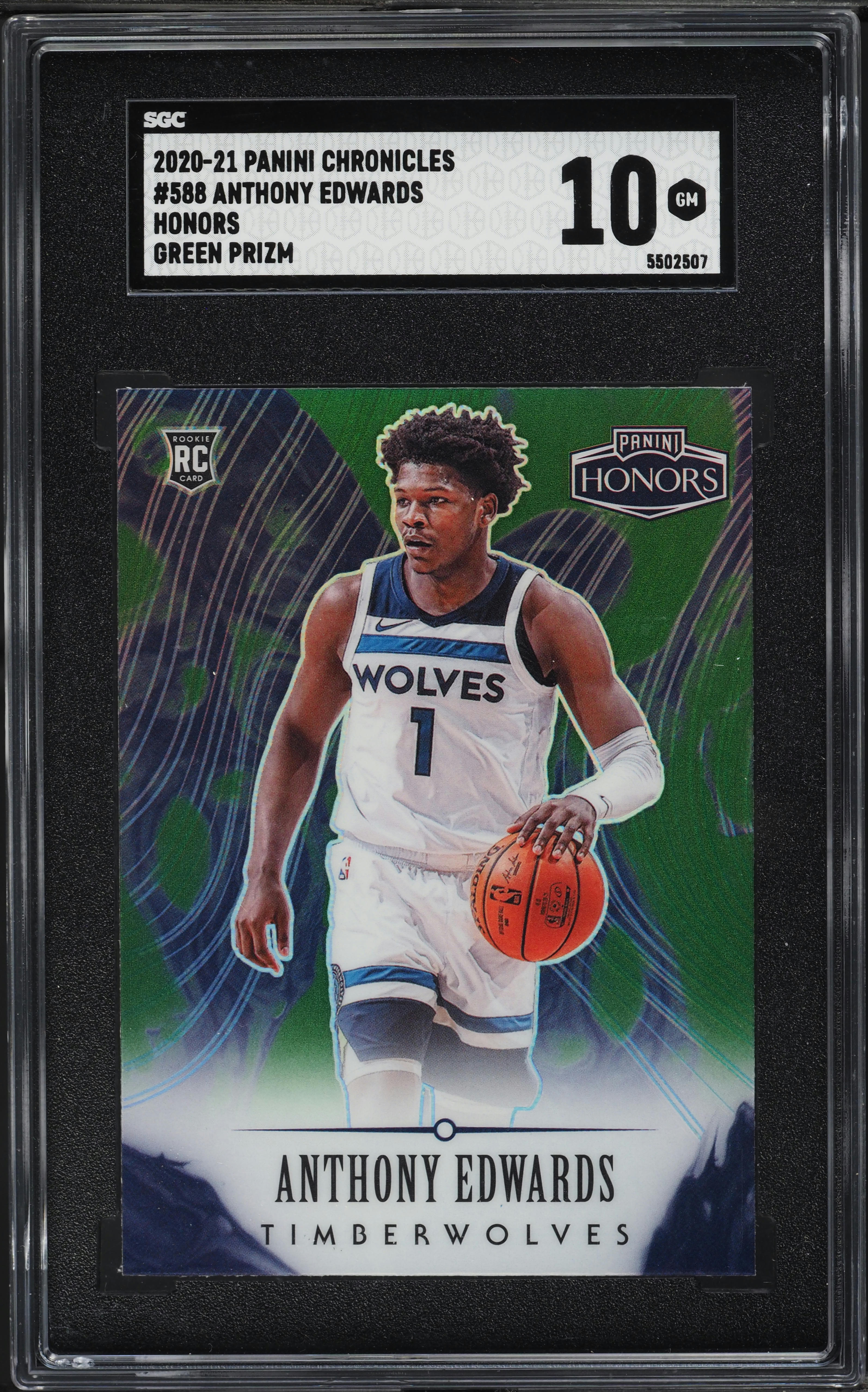 2020 Panini Chronicles Honors Green Prizm Anthony Edwards ROOKIE