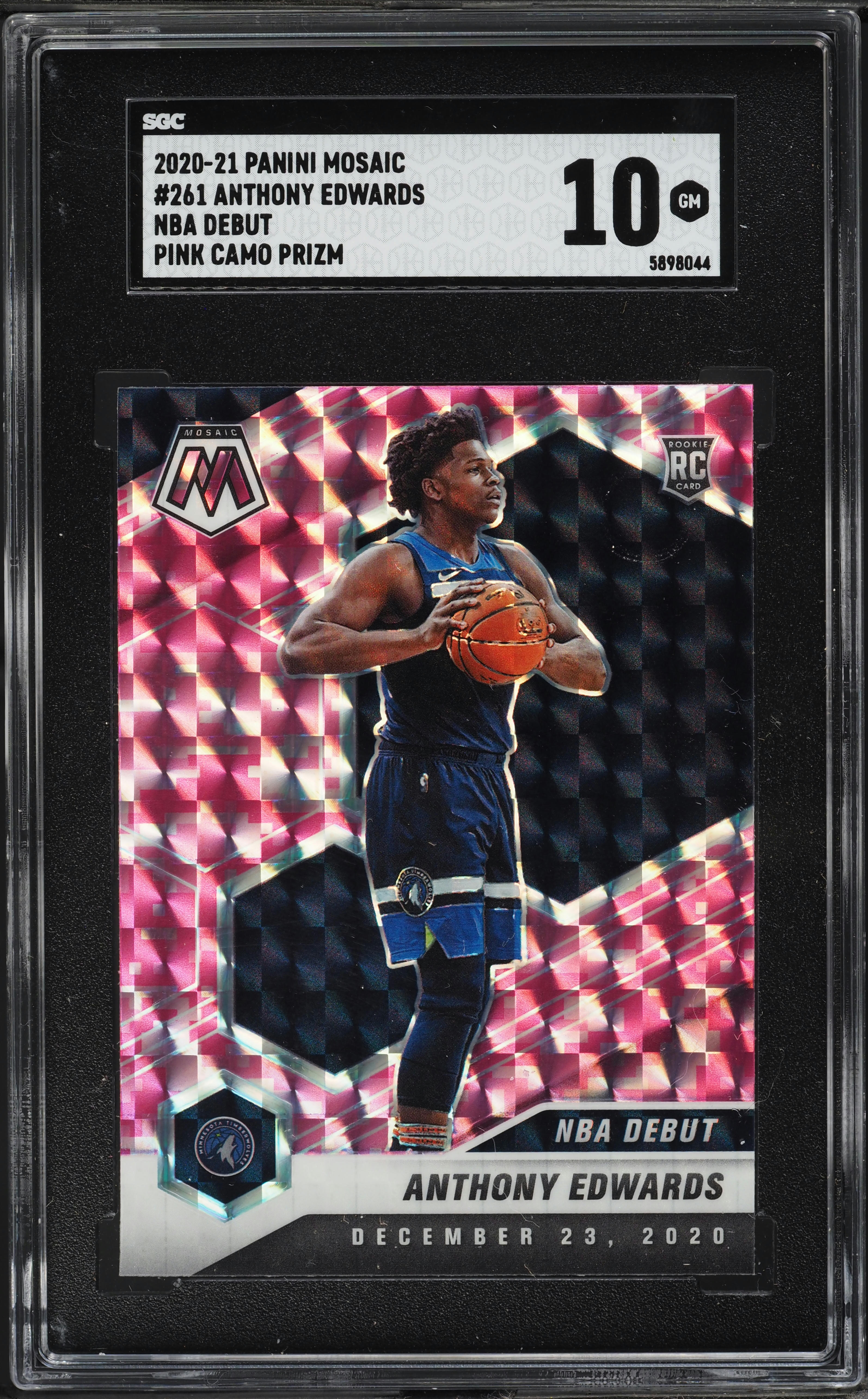 2020 Panini Mosaic NBA Debut Pink Camo Anthony Edwards ROOKIE #261 