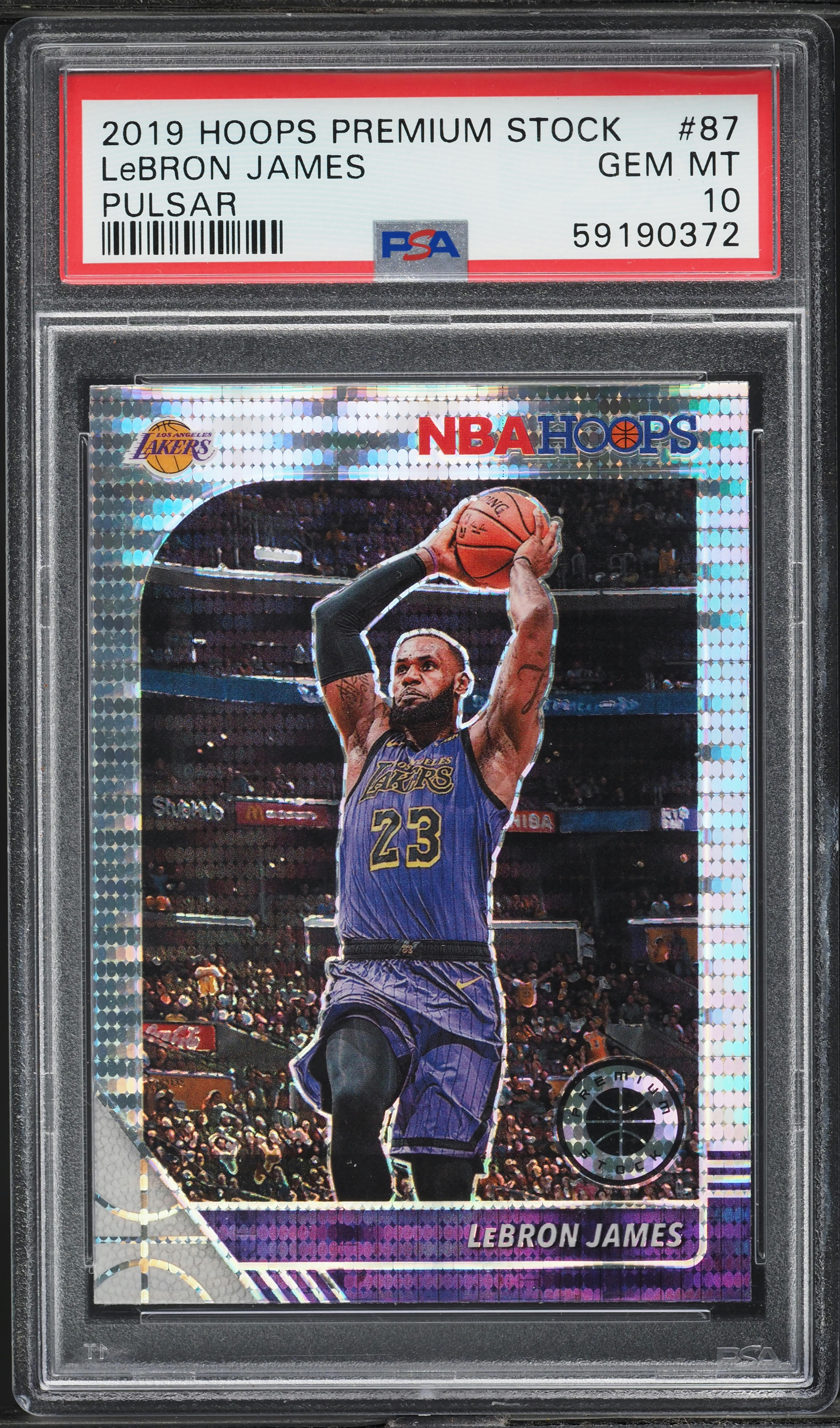 2019 Hoops Premium Stock Pulsar LeBron James #87 PSA 10 GEM MINT