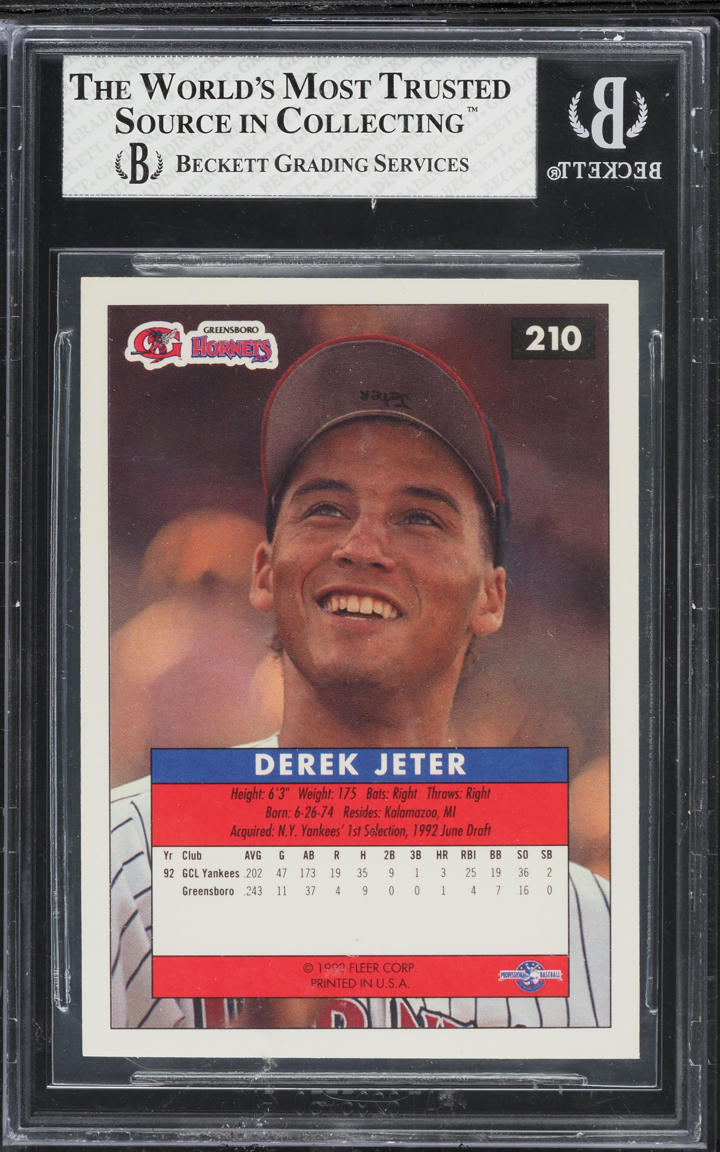 1992 Fleer Excel Derek Jeter ROOKIE #210 BGS 7.5 NRMT+