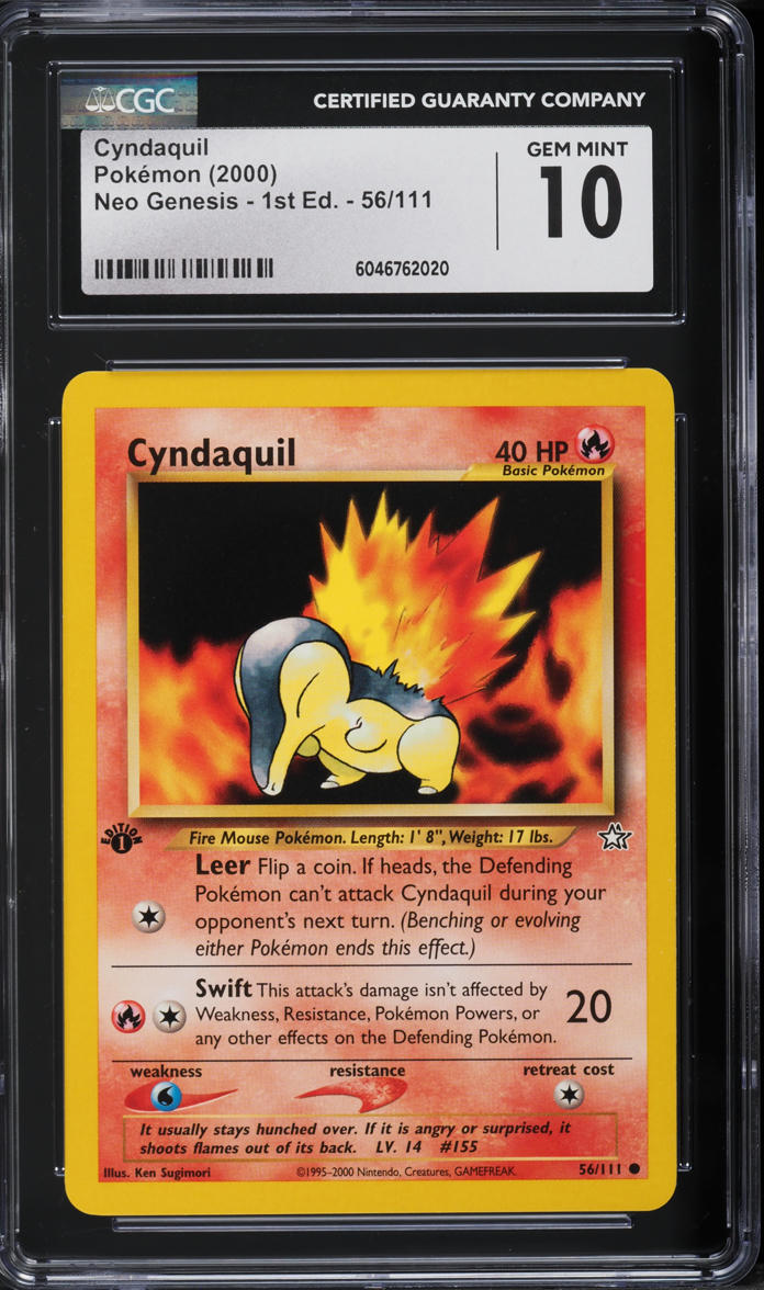 2000 Pokemon Neo Genesis 1st Edition Cyndaquil #56 CGC 10 GEM MINT