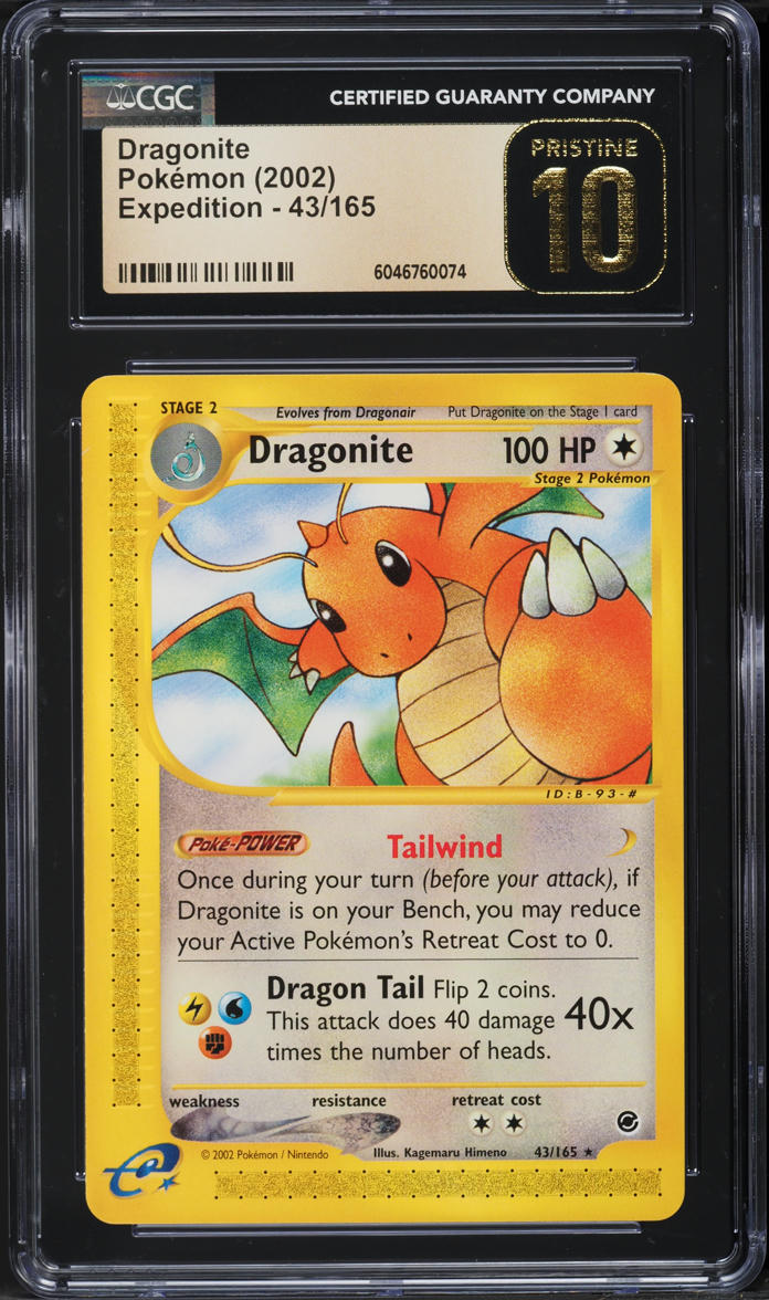2002 Pokemon Expedition Dragonite #43 CGC 10 PRISTINE