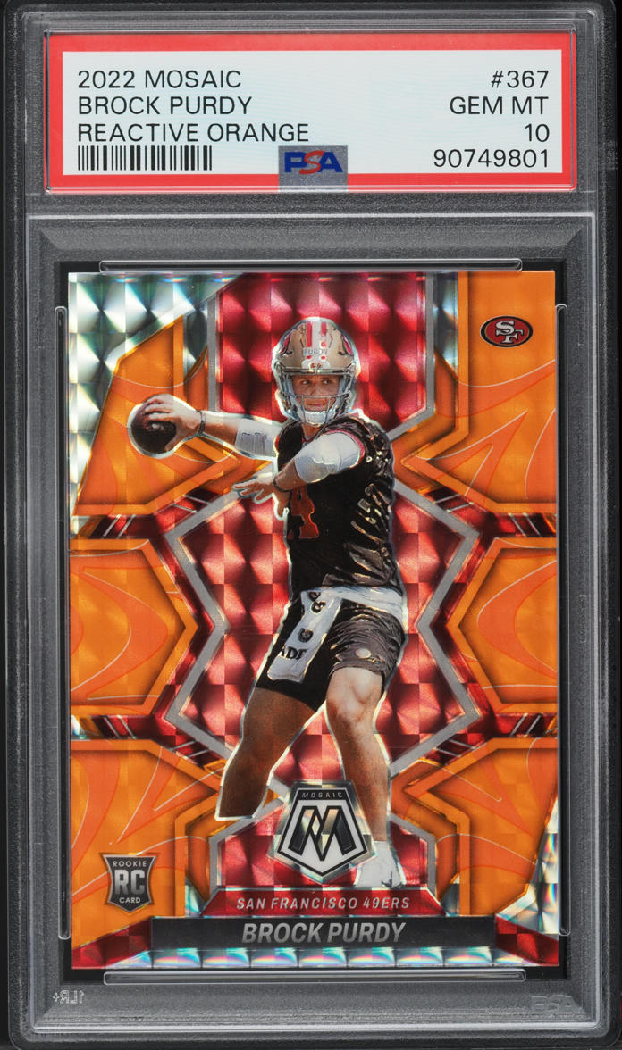 2022 Panini Mosaic Reactive Orange Brock Purdy ROOKIE #367 PSA 10