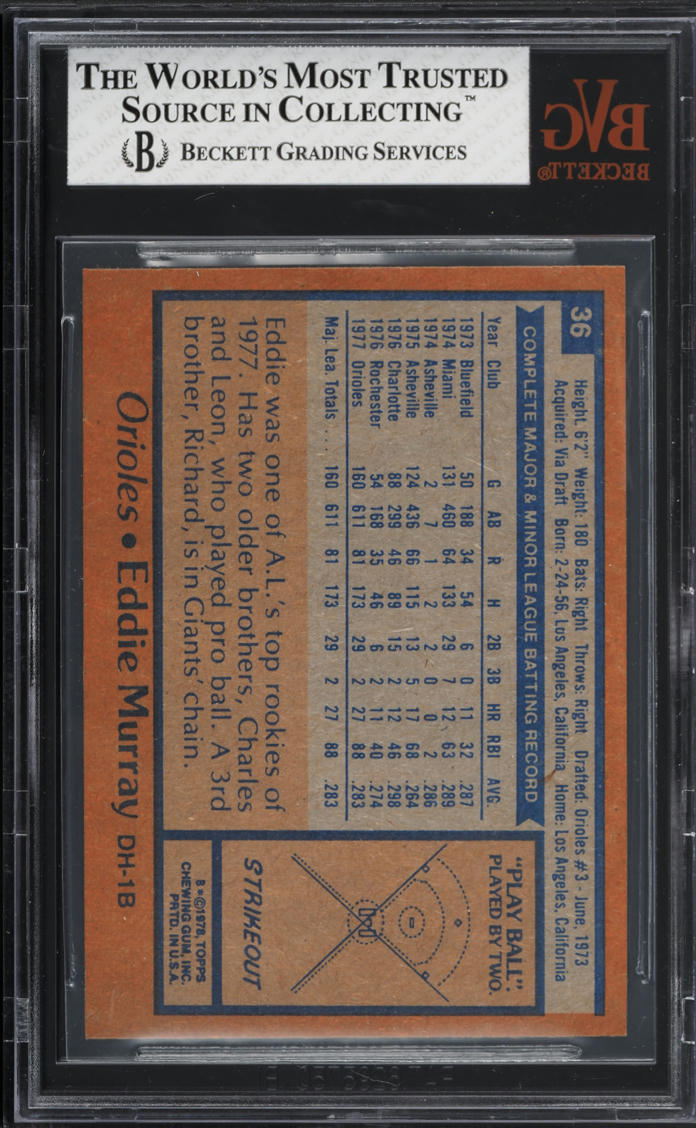 1978 Topps Eddie Murray ROOKIE #36 BVG 8 NM-MT