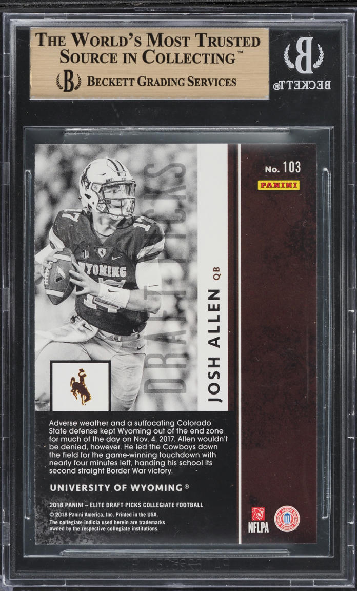 2018 Panini Elite Draft Picks Josh Allen ROOKIE #103A BGS 9.5 GEM MINT
