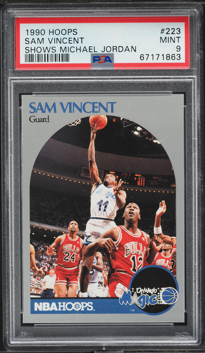 1990 Hoops Sam Vincent w/ Michael Jordan #223 PSA 9 MINT on